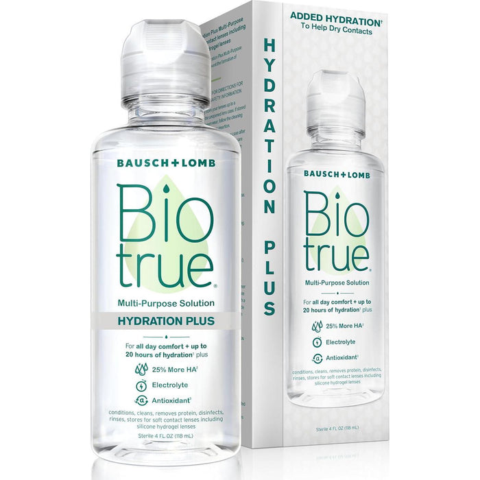 Biotrue Hydration Plus Contact Lens Solution, Multi-Purpose Solution for Soft Contact Lenses, 4oz