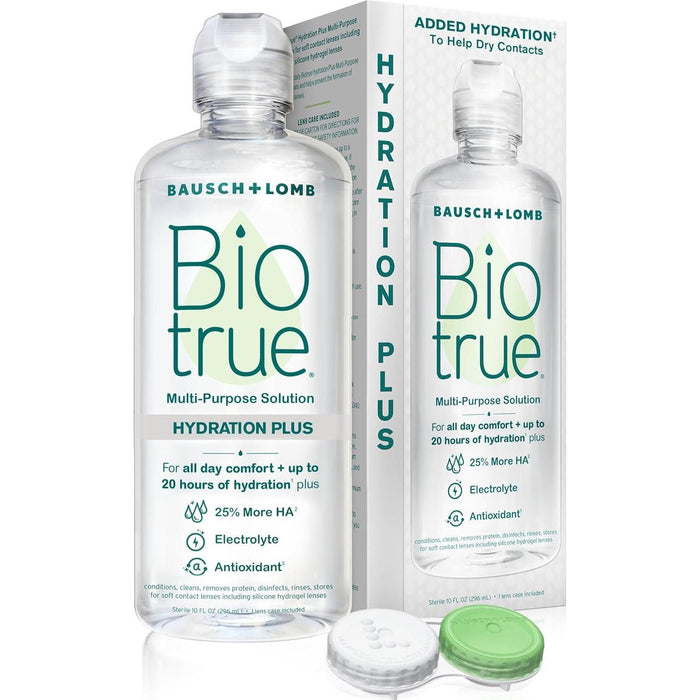Biotrue Hydration Plus Contact Lens Solution, Multi-Purpose Solution for Soft Lenses, Includes Lens Case, 10 fl oz