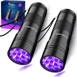 Black Light UV Light Flashlight: Vansky 395nm 12 LED 2 Pack Ultraviolet Blacklight Flashlight Mini Powerful Pet Urine Detector For Dog/Cat, Carpet Dry Stains Detection, Spot Scorpions, Resin Curing,