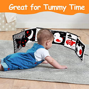 Black and White High Contrast Soft Baby Book Crinkle Sensory Toy for Tummy Time Brain Development Ages 0 to 12 Months