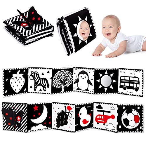 Black and White High Contrast Soft Baby Book Crinkle Sensory Toy for Tummy Time Brain Development Ages 0 to 12 Months