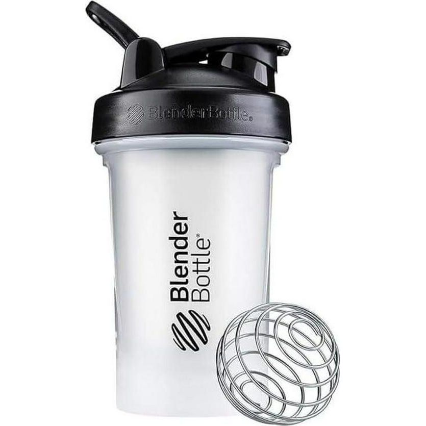 BlenderBottle Classic V2 Shaker Bottle, Perfect for Protein Shakes and Pre-Workout, 20oz, Clear/Black