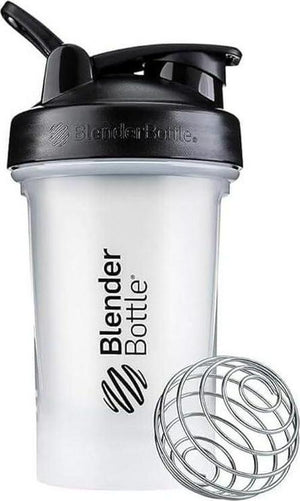 BlenderBottle Classic V2 Shaker Bottle, Perfect for Protein Shakes and Pre-Workout, 20oz, Clear/Black