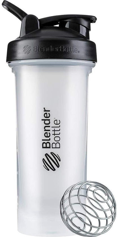 BlenderBottle Classic V2 Shaker Bottle, 28oz, Perfect for Protein Shakes & Pre-Workout, Clear/Black