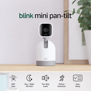 Blink Mini Pan Tilt Indoor Smart Security Camera with HD Video and Alexa White