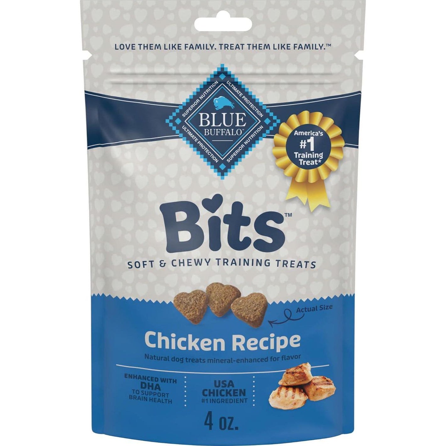 Blue Buffalo Bits Soft Training Treats for Dogs 4 oz Bag Chicken Recipe Natural Ingredients with DHA