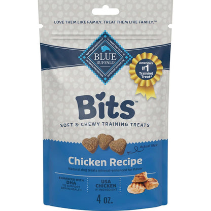 Blue Buffalo Bits Soft Training Treats for Dogs 4 oz Bag Chicken Recipe Natural Ingredients with DHA