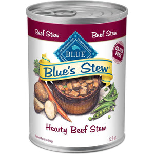 Blue Buffalo Blues Stew Wet Dog Food Beef Stew Grain Free 12.5 oz Cans Pack of 12