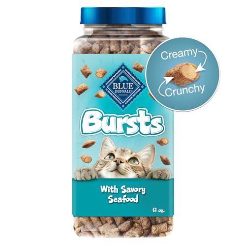Blue Buffalo Bursts Cat Treats Savory Seafood 12 oz Tub Crunchy Outside Creamy Inside Ideal for Training