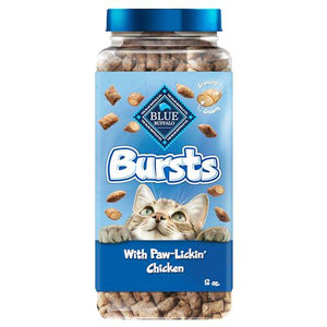 Blue Buffalo Bursts Cat Treats Chicken Flavor 12 oz Tub Crunchy Outside Creamy Center