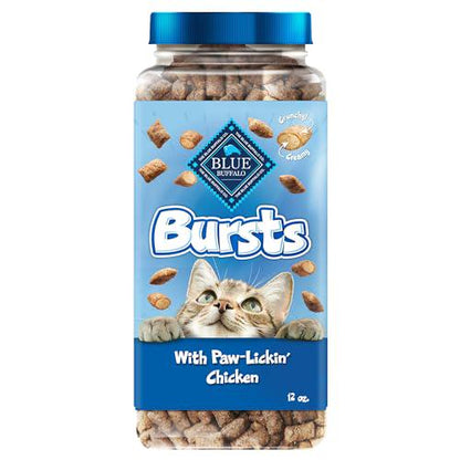Blue Buffalo Bursts Cat Treats Chicken Flavor 12 oz Tub Crunchy Outside Creamy Center