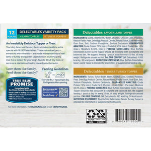 Blue Buffalo Delectables Dog Food Topper Variety Pack 3 oz 12 Pack Lamb and Turkey Dinner