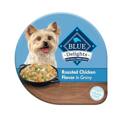 Blue Buffalo Delights Wet Dog Food Small Breed Rotisserie Chicken Gravy 3.5 oz Cups 12 Count