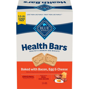 Blue Buffalo Health Bars Dog Biscuits, Bacon, Egg & Cheese, Oven-Baked, 3 lb Bag