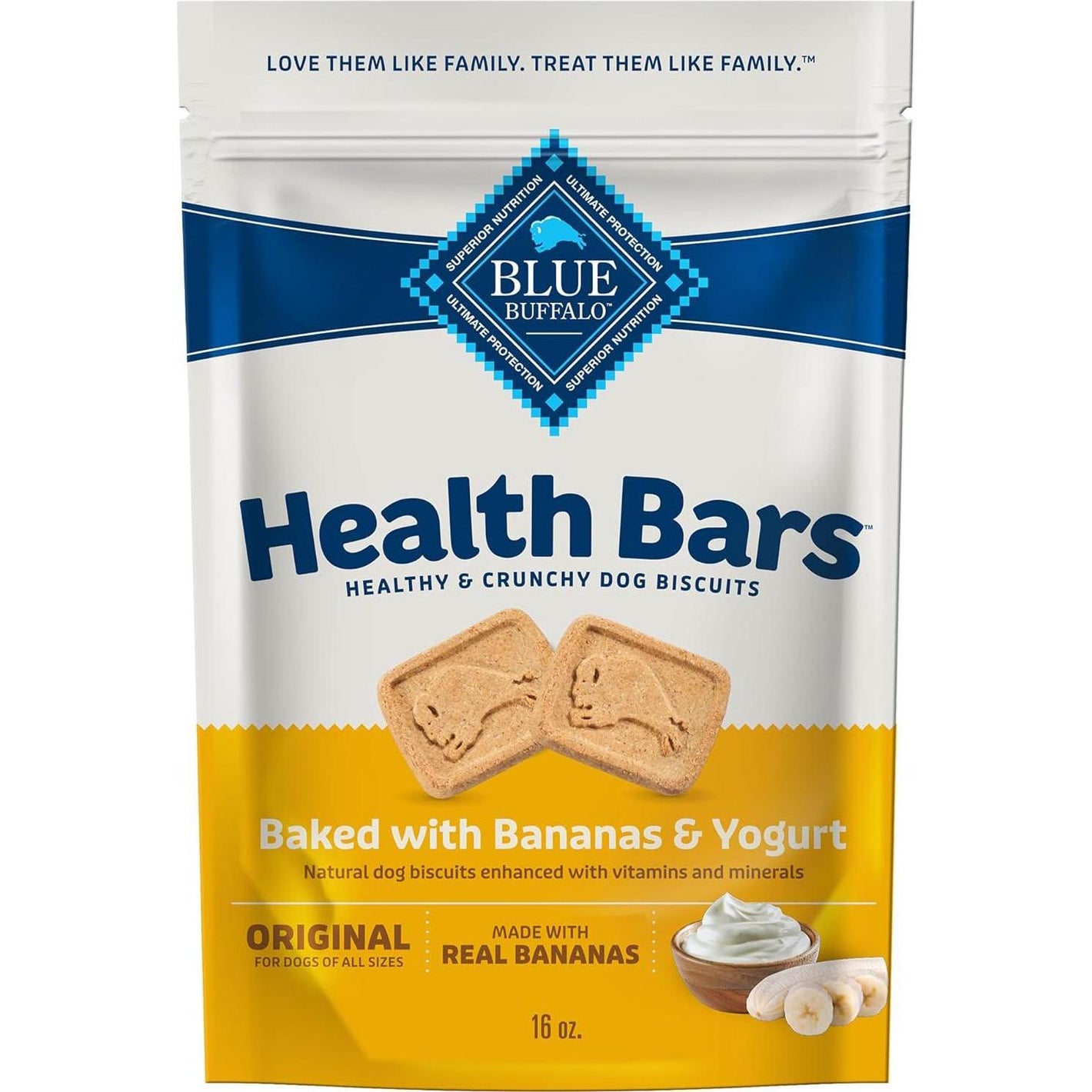 Blue Buffalo Health Bars Dog Treats Banana and Yogurt Flavor 16 oz Oven Baked Natural Ingredients