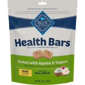 Blue Buffalo Health Bars Mini Dog Biscuits, Apple & Yogurt, Crunchy Oven-Baked Treats, 16 oz Bag