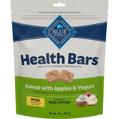 Blue Buffalo Health Bars Mini Dog Biscuits, Apple & Yogurt, Crunchy Oven-Baked Treats, 16 oz Bag