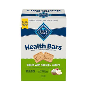 Blue Buffalo Health Bars Dog Treats, 3 lb Bag, Apple & Yogurt, Oven-Baked Crunchy Biscuits