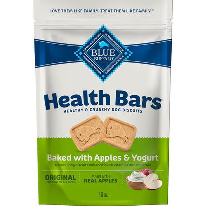 Blue Buffalo Health Bars Dog Treats, 16 oz, Apple & Yogurt, Oven-Baked Crunchy Biscuits, Natural Ingredients