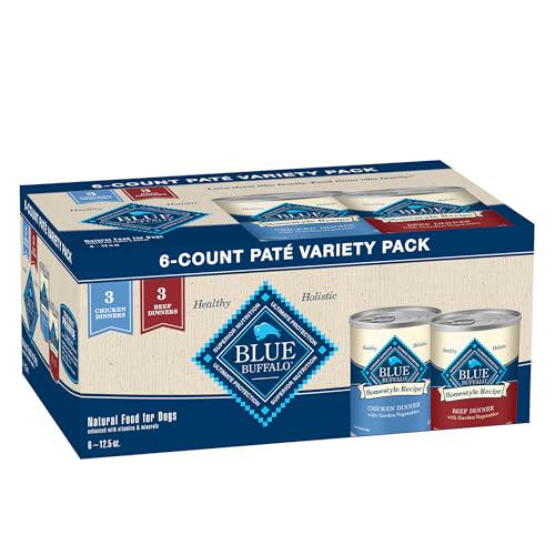 Blue Buffalo Homestyle Recipe Wet Dog Food Variety Pack, Chicken & Beef, 12.5 oz x 6 Cans