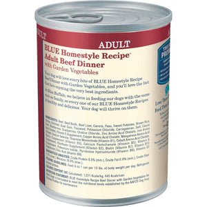 Blue Buffalo Homestyle Wet Dog Food Beef Dinner with Vegetables Natural Ingredients 12.5 oz Cans 12 Pack