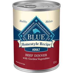 Blue Buffalo Homestyle Wet Dog Food Beef Dinner with Vegetables Natural Ingredients 12.5 oz Cans 12 Pack