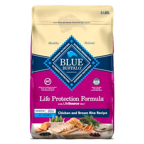 Blue Buffalo Senior Dog Food 5 lb Bag Small Breed Chicken and Brown Rice Supports Joint Health and Immunity