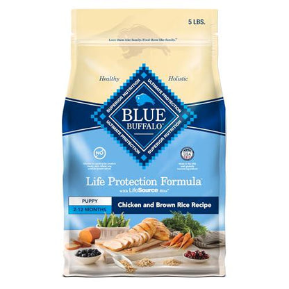 Blue Buffalo Puppy Dry Dog Food, Chicken & Brown Rice Recipe, Natural with DHA & ARA, 5 lb Bag