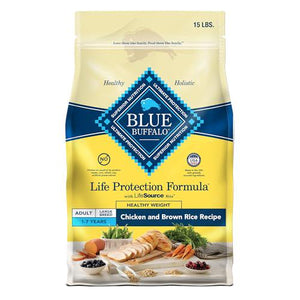 Blue Buffalo Life Protection Dry Dog Food, Adult Healthy Weight, Chicken & Brown Rice, 15 lb Bag