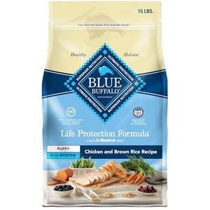 Blue Buffalo Life Protection Puppy Dry Dog Food Chicken and Brown Rice DHA ARA 15 lb Bag