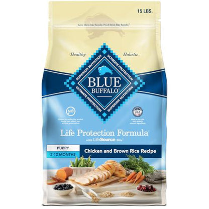 Blue Buffalo Life Protection Puppy Dry Dog Food Chicken and Brown Rice DHA ARA 15 lb Bag