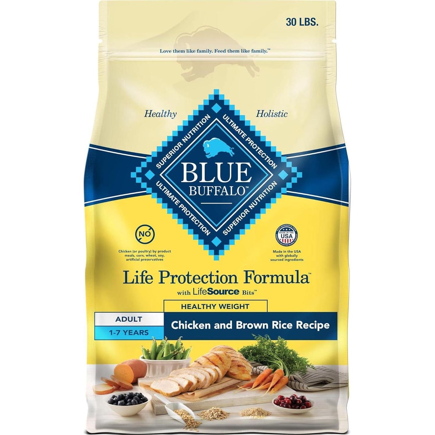Blue Buffalo Life Protection Dry Dog Food 30 lb Chicken and Brown Rice Healthy Weight Adult Formula