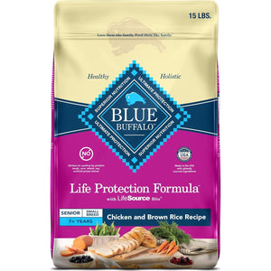 Blue Buffalo Life Protection Small Breed Senior Dog Food Chicken and Brown Rice 15 lb Bag