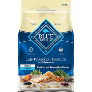Blue Buffalo Life Protection Senior Dry Dog Food, Chicken & Brown Rice, Joint Support, 15 lb Bag