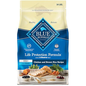 Blue Buffalo Life Protection Formula Dry Dog Food, Chicken & Brown Rice, 34 lb Bag, Strong Muscles