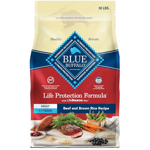 Blue Buffalo Life Protection Dry Dog Food Adult Beef and Brown Rice 30 lb Bag Natural Ingredients