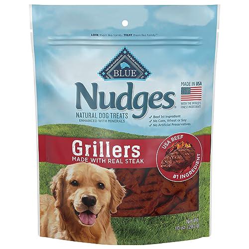 Blue Buffalo Nudges Grillers Steak Dog Treats, Natural, Made in USA, 10 oz Bag