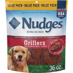 Blue Buffalo Nudges Grillers Steak Flavor Natural Dog Treats with USA Beef 36 oz Bag