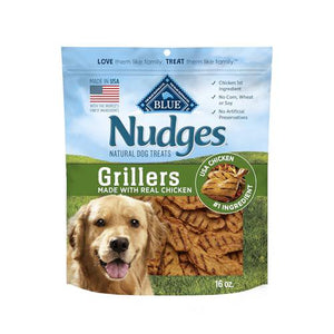 Blue Buffalo Nudges Grillers Chicken Dog Treats 16 oz Bag Made in USA with Natural Ingredients