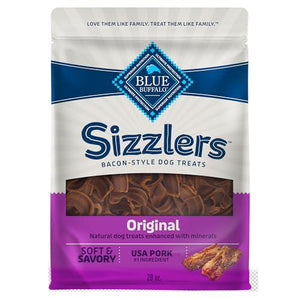 Blue Buffalo Sizzlers Bacon Style Dog Treats with USA Pork Original Flavor 28 oz Bag