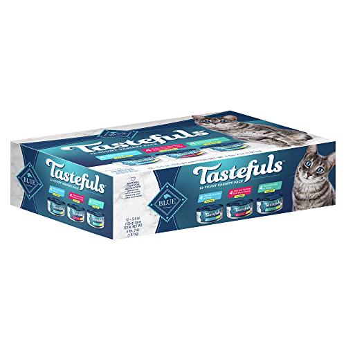 Blue Buffalo Tastefuls Flaked Wet Cat Food Variety 12 Pack 5.5 oz Tuna Chicken Shrimp Entrees