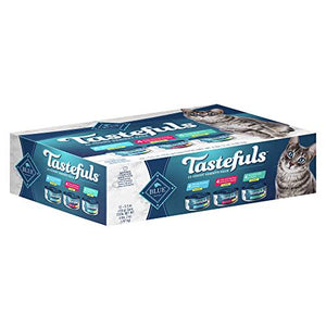 Blue Buffalo Tastefuls Flaked Wet Cat Food Variety 12 Pack 5.5 oz Tuna Chicken Shrimp Entrees