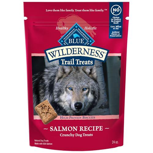 Blue Buffalo Wilderness Crunchy Dog Biscuits, Grain-Free High Protein Treats, Salmon Recipe, 24 oz