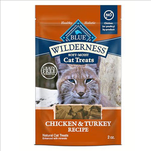 Blue Buffalo Wilderness Soft Cat Treats 2oz, Chicken & Turkey Recipe, Protein-Rich Grain-Free Training Snacks