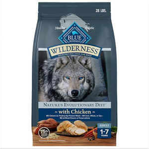 Blue Buffalo Wilderness Adult Dry Dog Food 28 lb Chicken Recipe High Protein Natural Kibble