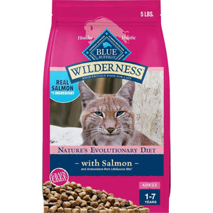 Blue Buffalo Wilderness Adult Dry Cat Food, Grain-Free, High Protein, Salmon Recipe, 5 lb Bag