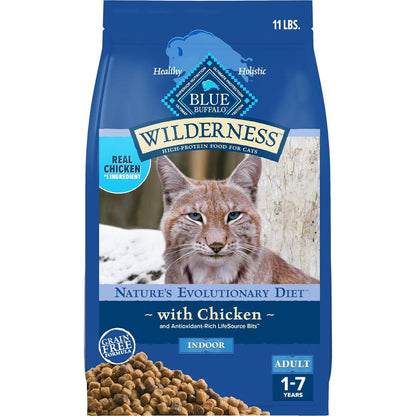 Blue Buffalo Wilderness Cat Food Chicken 11 lb Grain Free High Protein Natural Dry Food for Adults