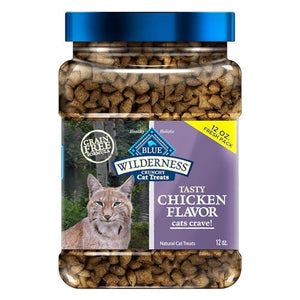 Blue Buffalo Wilderness Cat Treats Chicken Flavor Grain Free Crunchy 12 oz Tub
