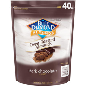 Blue Diamond Almonds Oven Roasted Dark Chocolate Flavored Snack Nuts, 40oz, Perfect for Snacking, On-the-Go, Lunches & More