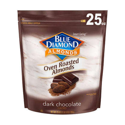 Blue Diamond Almonds, Oven Roasted Dark Chocolate Flavored Snack Nuts, 25oz Resealable Bag, Pack of 1